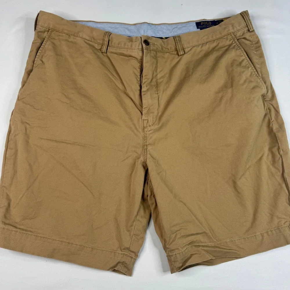 Polo Ralph Lauren Chino Shorts‎ Mens 42 Tan Khaki Stretch Classic Fit Twill